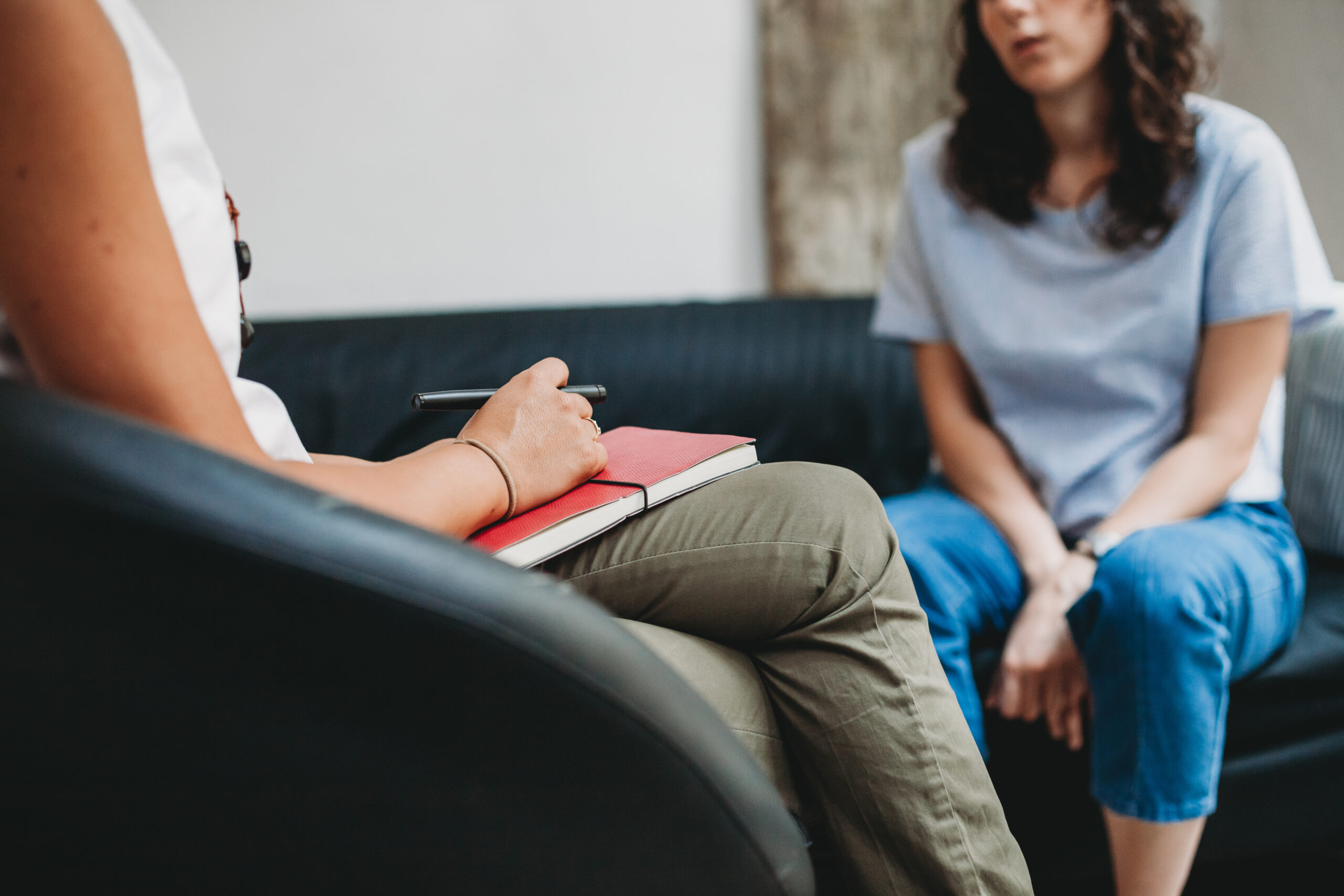 A counsellor talking to a client. 