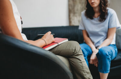Adult interviewing child