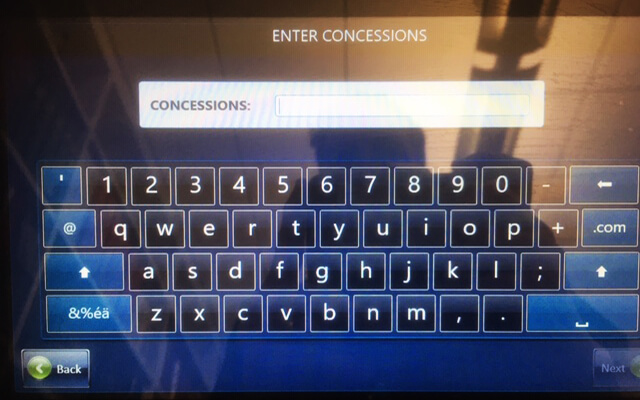 Touch screen keyboard for typing in printer concession username