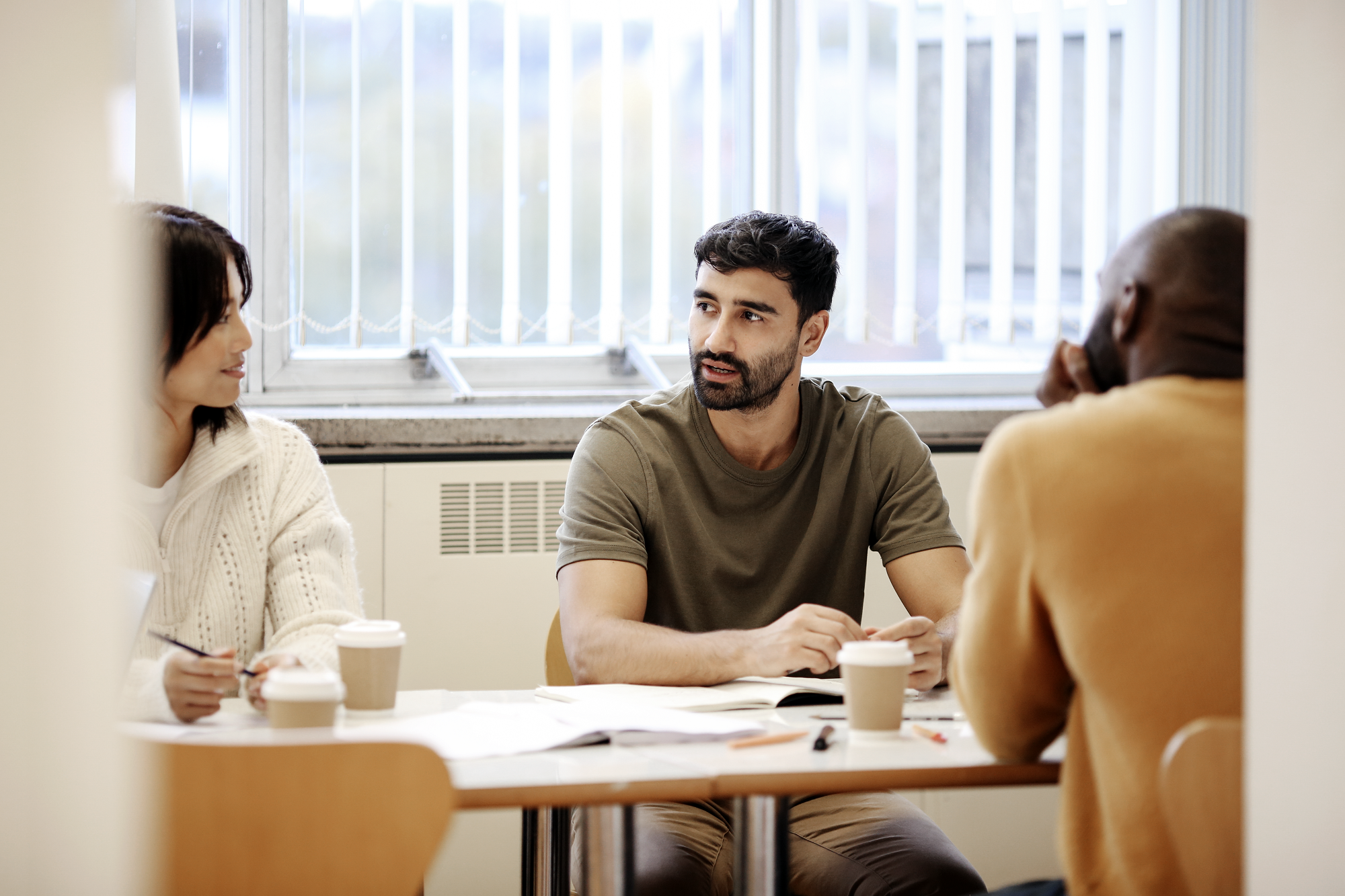 Students talking in canteen