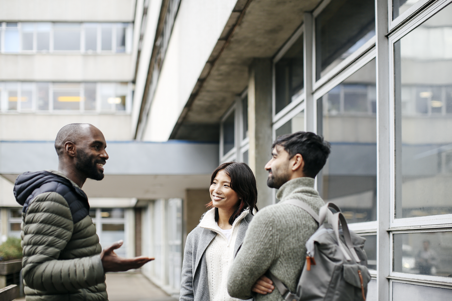 Students talking outside Tavistock Centre