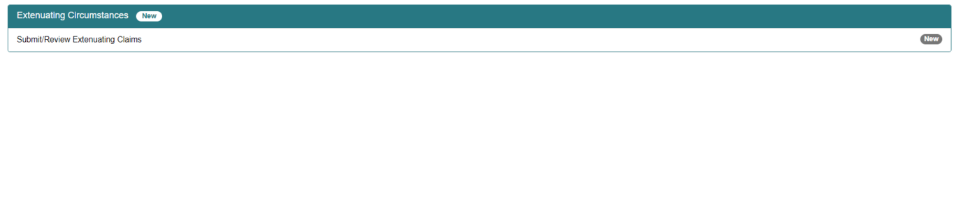Screenshot of Extenuating Circumstances Tab in MyTAP website