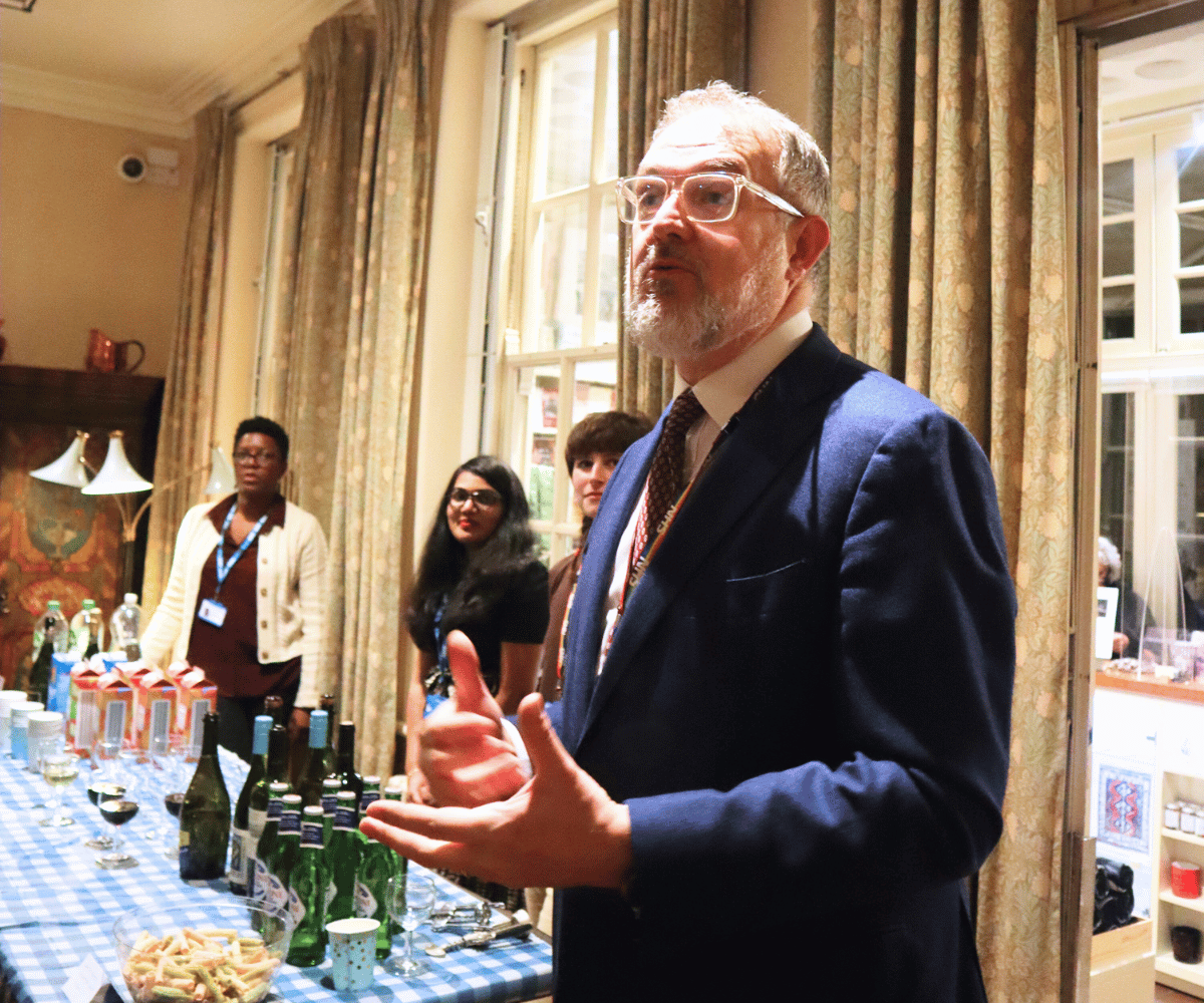 Mark Freestone delivering speech at alumni event